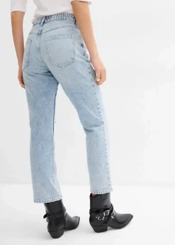 Clearance Straight-Jeans Mid Waist Bequembund Low Stretch, cropped Damen Bekleidung·Shirts & Tops|Jeans