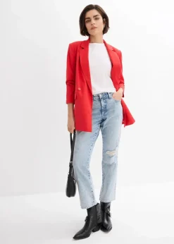 Clearance Straight-Jeans Mid Waist Bequembund Low Stretch, cropped Damen Bekleidung·Shirts & Tops|Jeans