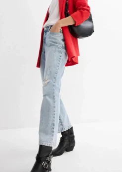 Clearance Straight-Jeans Mid Waist Bequembund Low Stretch, cropped Damen Bekleidung·Shirts & Tops|Jeans