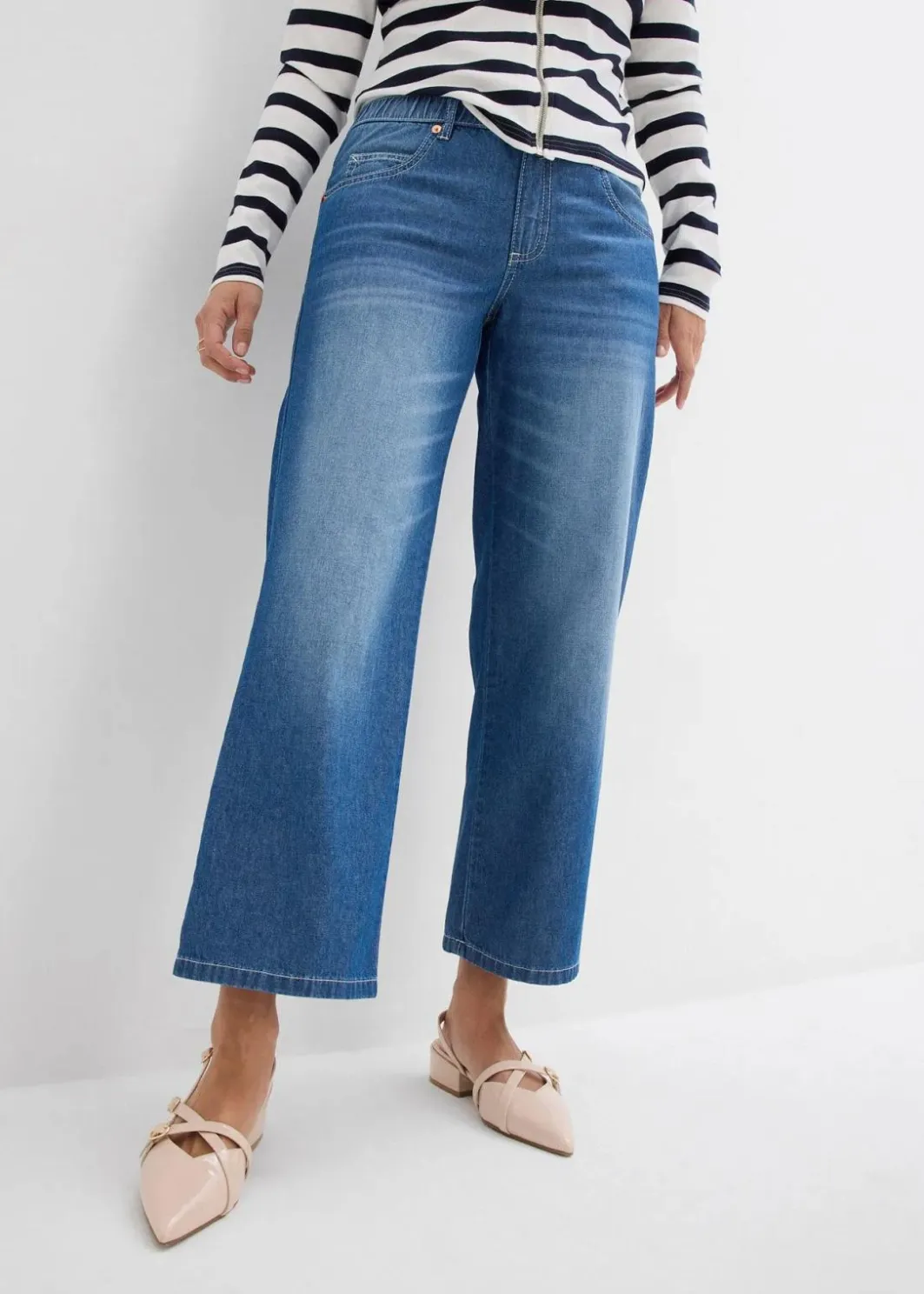 New Straight-Jeans Mid Waist, Bequembund Low Stretch cropped Damen Jeans|Bekleidung·Shirts & Tops