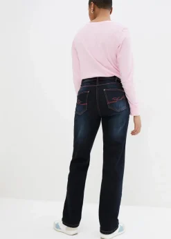 Damen bonprix Kurzgrößen|Bekleidung·Shirts & Tops|Straight-Jeans Mid Waist, Bequembund