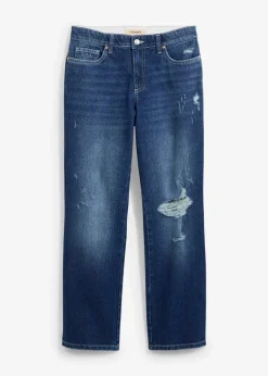 Straight-Jeans Mid Waist Bequembund Low Stretch, cropped Damen Jeans|Bekleidung·Shirts & Tops