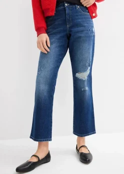 Straight-Jeans Mid Waist Bequembund Low Stretch, cropped Damen Jeans|Bekleidung·Shirts & Tops