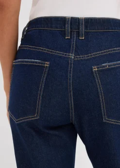 Damen bonprix Kurzgrößen|Bekleidung·Shirts & Tops|Straight-Jeans Mid Waist mit Strass