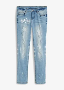 Damen bonprix Bekleidung·Shirts & Tops|Jeans|Straight-Jeans Mid Waist, Print