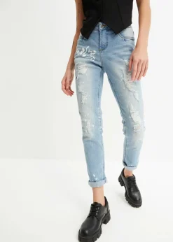 Damen bonprix Bekleidung·Shirts & Tops|Jeans|Straight-Jeans Mid Waist, Print
