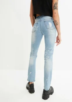 Damen bonprix Bekleidung·Shirts & Tops|Jeans|Straight-Jeans Mid Waist, Print
