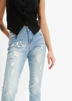 Damen bonprix Bekleidung·Shirts & Tops|Jeans|Straight-Jeans Mid Waist, Print