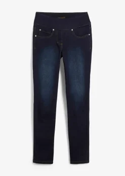 Damen bonprix Jeans|Kurzgrößen|Straight-Jeans Mid Waist, Super Stretch mit Bequembund