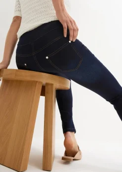 Damen bonprix Jeans|Kurzgrößen|Straight-Jeans Mid Waist, Super Stretch mit Bequembund