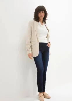 Best Straight-Jeans Mid Waist, Super Stretch mit Bequembund Damen Jeans|Kurzgrößen