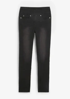Damen bonprix Jeans|Kurzgrößen|Straight-Jeans Mid Waist, Super Stretch mit Bequembund