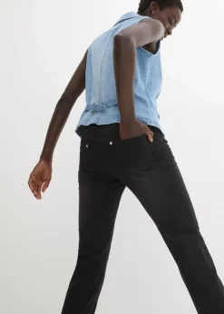 Damen bonprix Jeans|Kurzgrößen|Straight-Jeans Mid Waist, Super Stretch mit Bequembund
