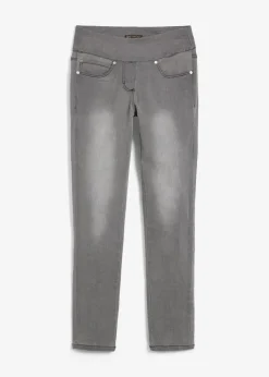 Damen bonprix Kurzgrößen|Bekleidung·Shirts & Tops|Straight-Jeans Mid Waist, Super Stretch mit Bequembund