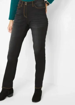 Damen bonprix Bekleidung·Shirts & Tops|Thermobekleidung|Straight-Jeans Mid Waist, Thermo mit Bequembund