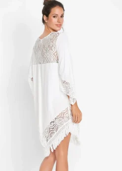 Damen bonprix Nachhaltigere Materialien|Blusen & Tuniken|Strand Tunika mit Spitze aus Viskose