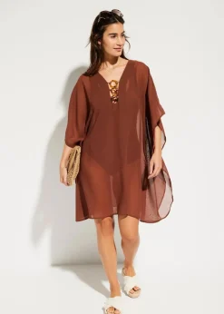Damen bonprix Nachhaltigere Materialien|Kleider|Strandtunika aus leichtem Chiffon