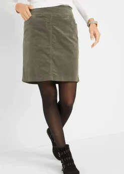 Stretch Baumwoll-Cordrock mit Bequembund Damen Röcke|Bekleidung·Sportbekleidung