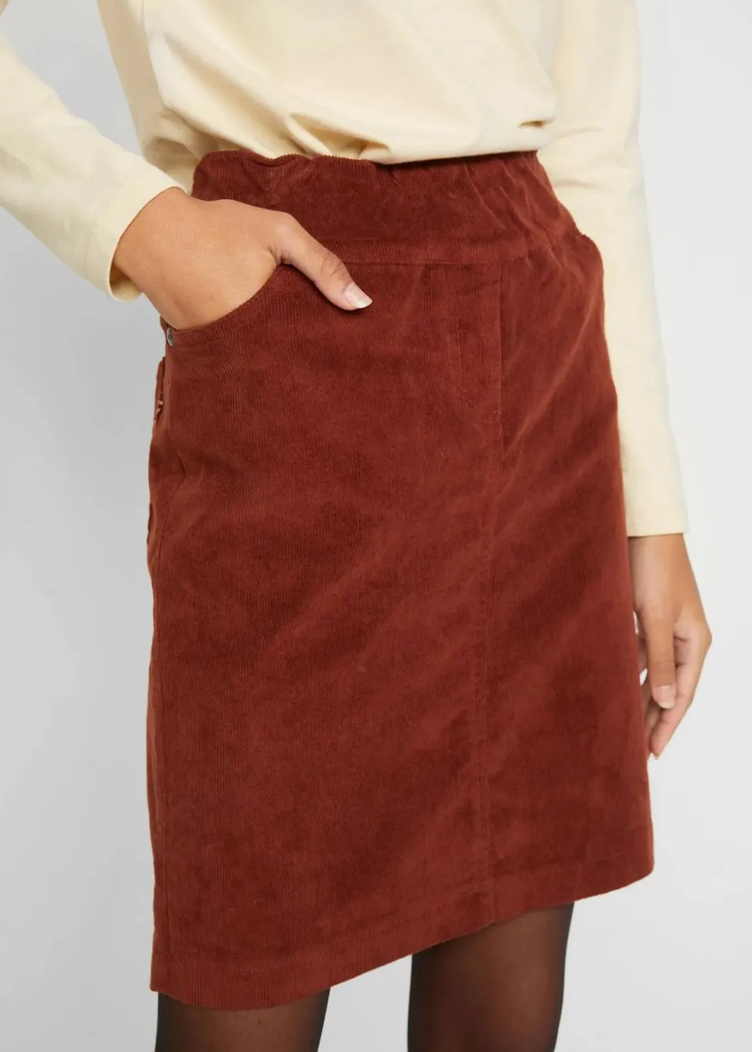 Damen bonprix Röcke|Bekleidung·Sportbekleidung|Stretch Baumwoll-Cordrock mit Bequembund