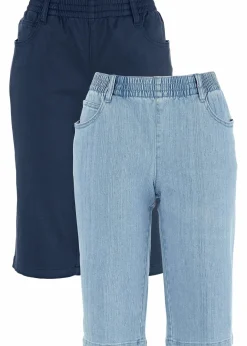 Damen bonprix Shorts|Bekleidung·Outdoorbekleidung|Stretch-Bermuda (2er Pack)