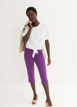 Damen bonprix Hosen|Stretchcapri mit Schlupfbund