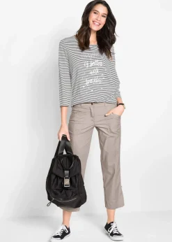 Damen bonprix Bekleidung·Kleider|Hosen|Stretch-Cargo-Hose, 3/4-Länge