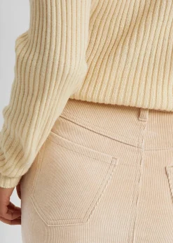 Damen bonprix Röcke|Bekleidung·Sportbekleidung|Stretch-Cord-Rock in Midilänge