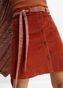 Damen bonprix Röcke|Bekleidung·Sportbekleidung|Stretch-Cordrock mit Knopfleiste