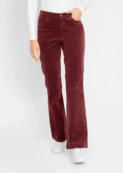 Stretch-Cord-Schlaghose mit High-Waist-Bequembund Damen Hosen|Bekleidung·Kleider