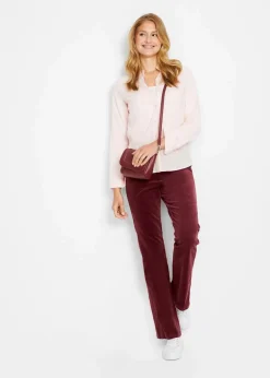 Stretch-Cord-Schlaghose mit High-Waist-Bequembund Damen Hosen|Bekleidung·Kleider