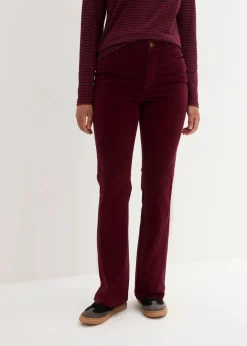 Damen bonprix Hosen|Bekleidung·Kleider|Stretch-Cord-Schlaghose mit High-Waist-Bequembund