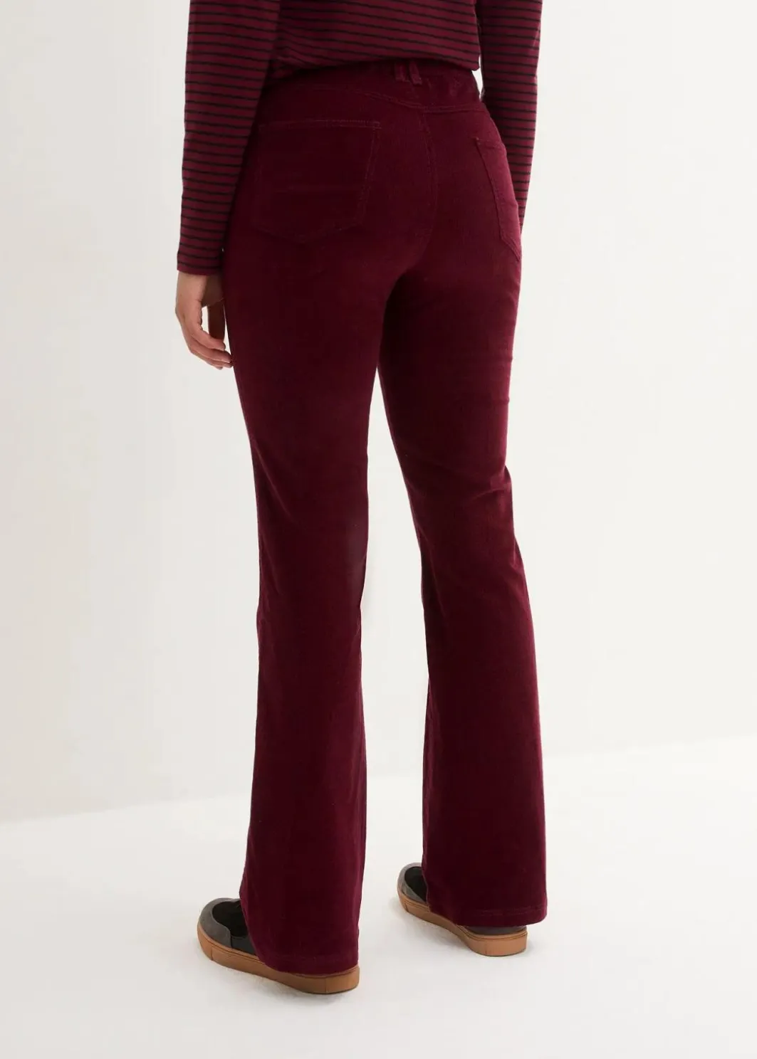 Damen bonprix Hosen|Bekleidung·Kleider|Stretch-Cord-Schlaghose mit High-Waist-Bequembund