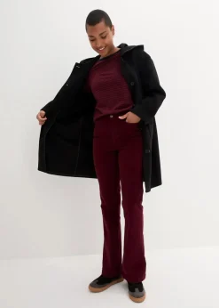 Damen bonprix Hosen|Bekleidung·Kleider|Stretch-Cord-Schlaghose mit High-Waist-Bequembund