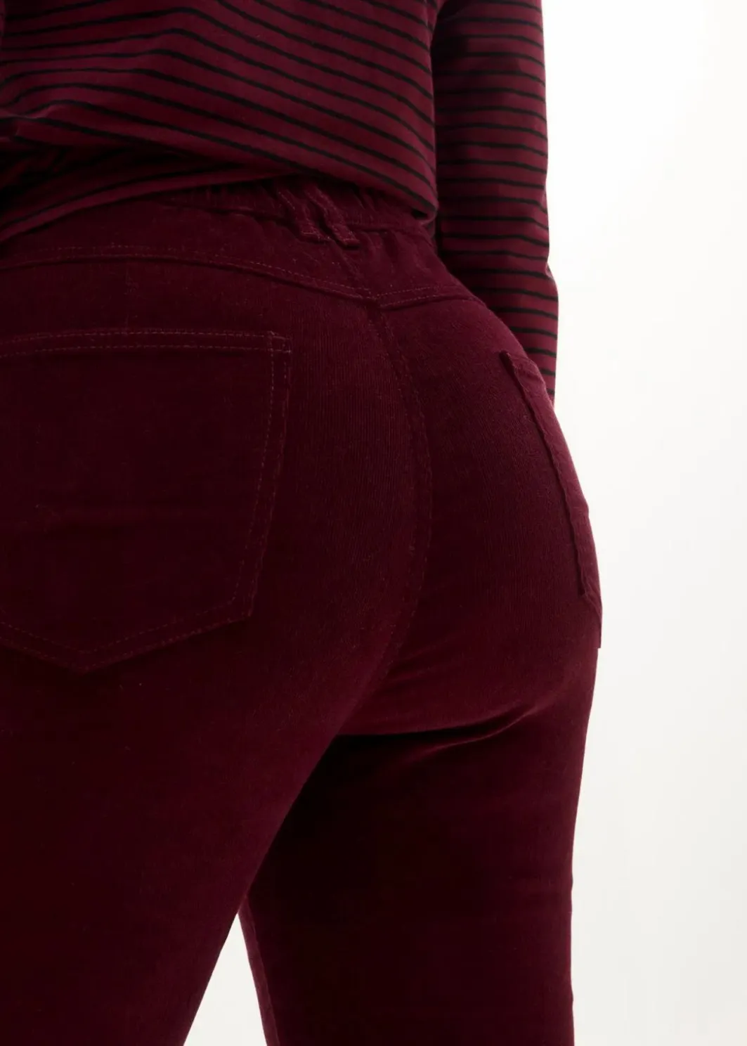 Damen bonprix Hosen|Bekleidung·Kleider|Stretch-Cord-Schlaghose mit High-Waist-Bequembund