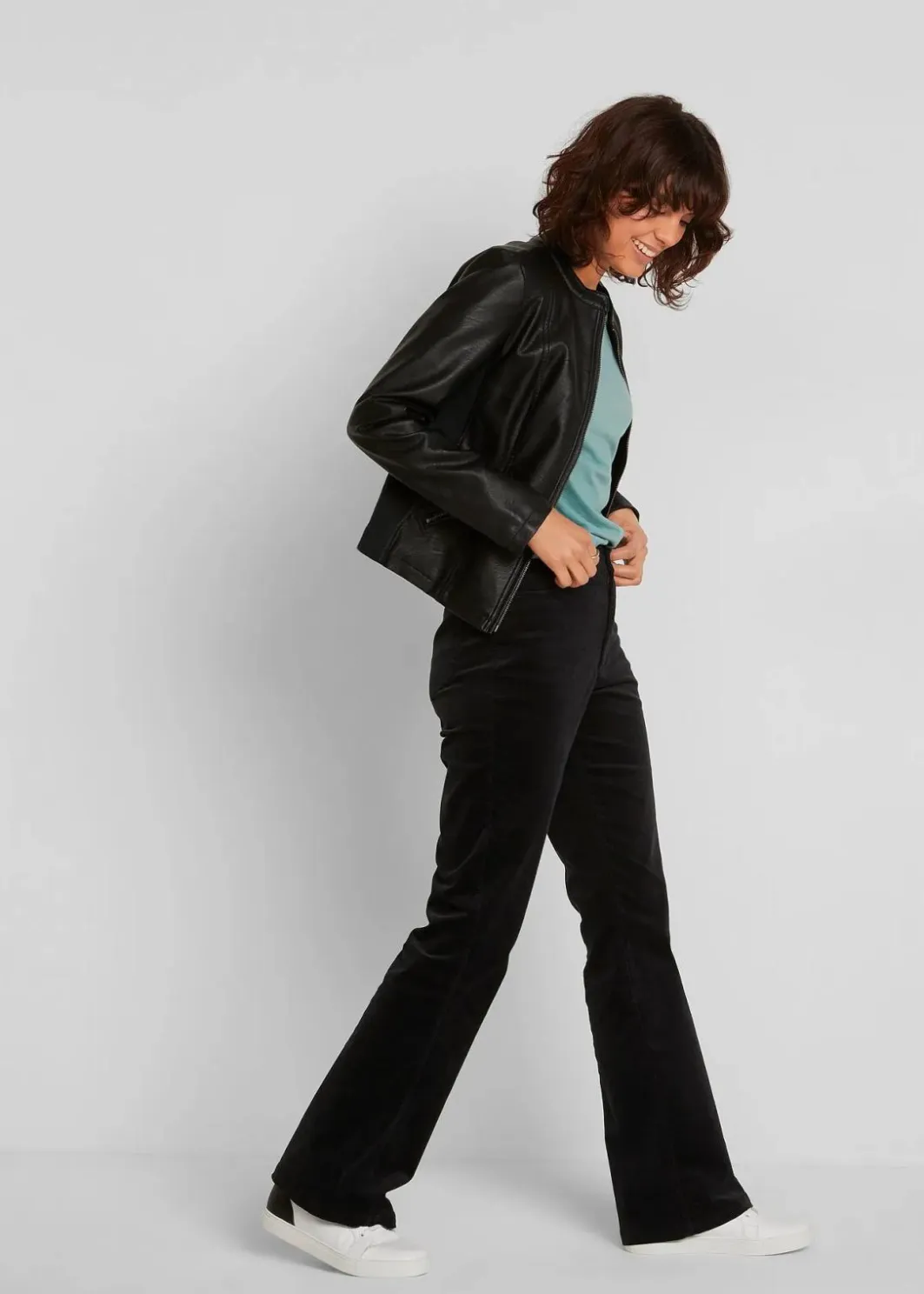 Hot Stretch-Cord-Schlaghose mit High-Waist-Bequembund Damen Bekleidung·Kleider|Hosen