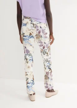 Hot Stretch-Hose mit Blumen-Print Damen Bekleidung·Kleider|Hosen