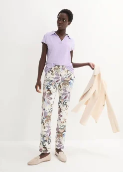 Hot Stretch-Hose mit Blumen-Print Damen Bekleidung·Kleider|Hosen