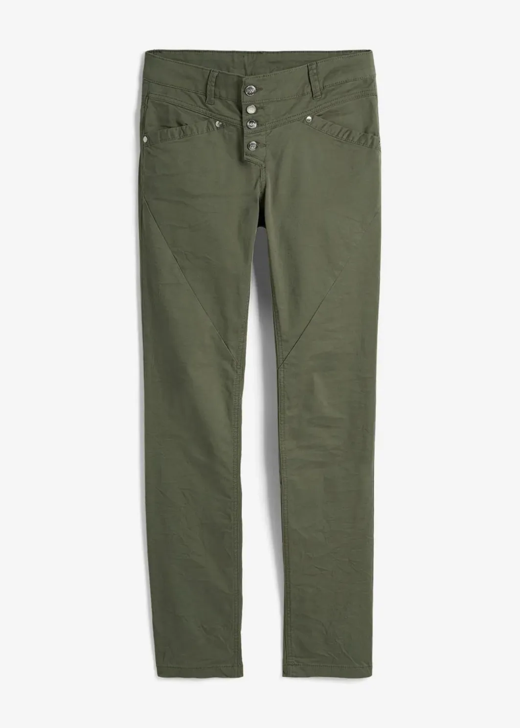Damen bonprix Kurzgrößen|Bekleidung·Kleider|Stretch-Hose mit Crash-Effekt