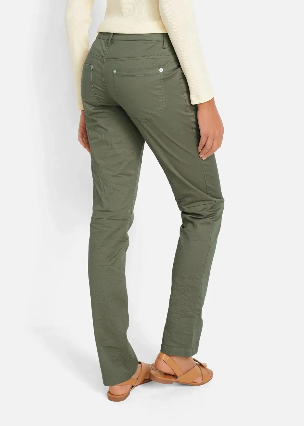 Damen bonprix Kurzgrößen|Bekleidung·Kleider|Stretch-Hose mit Crash-Effekt