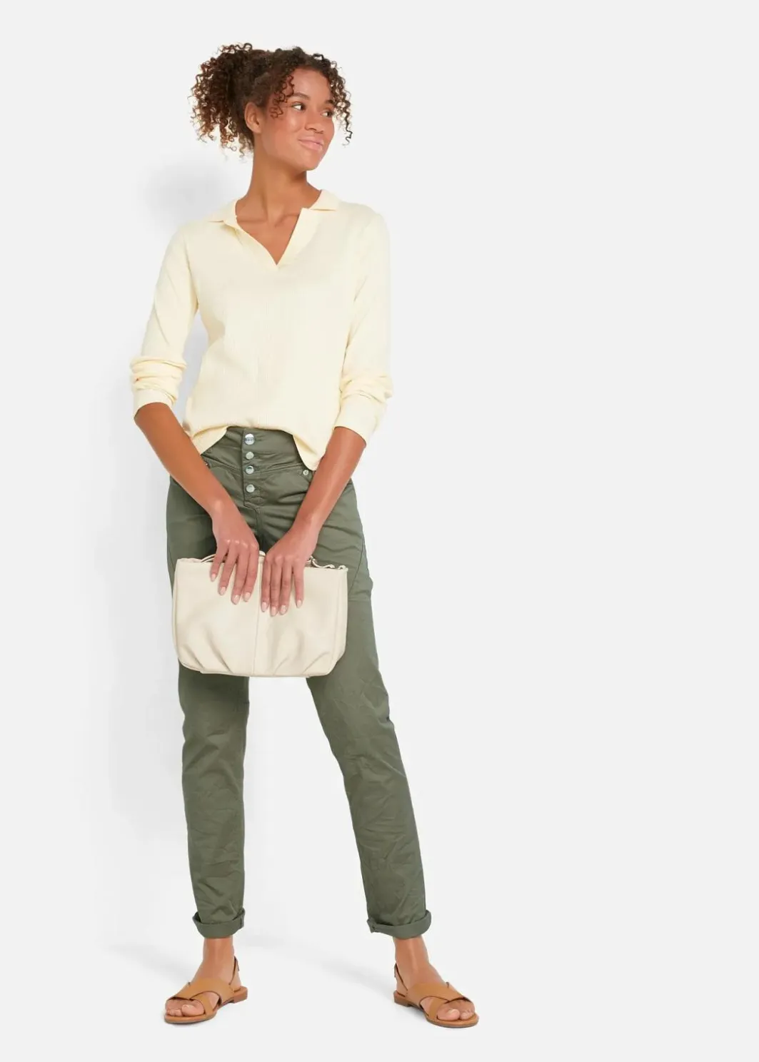 Damen bonprix Kurzgrößen|Bekleidung·Kleider|Stretch-Hose mit Crash-Effekt