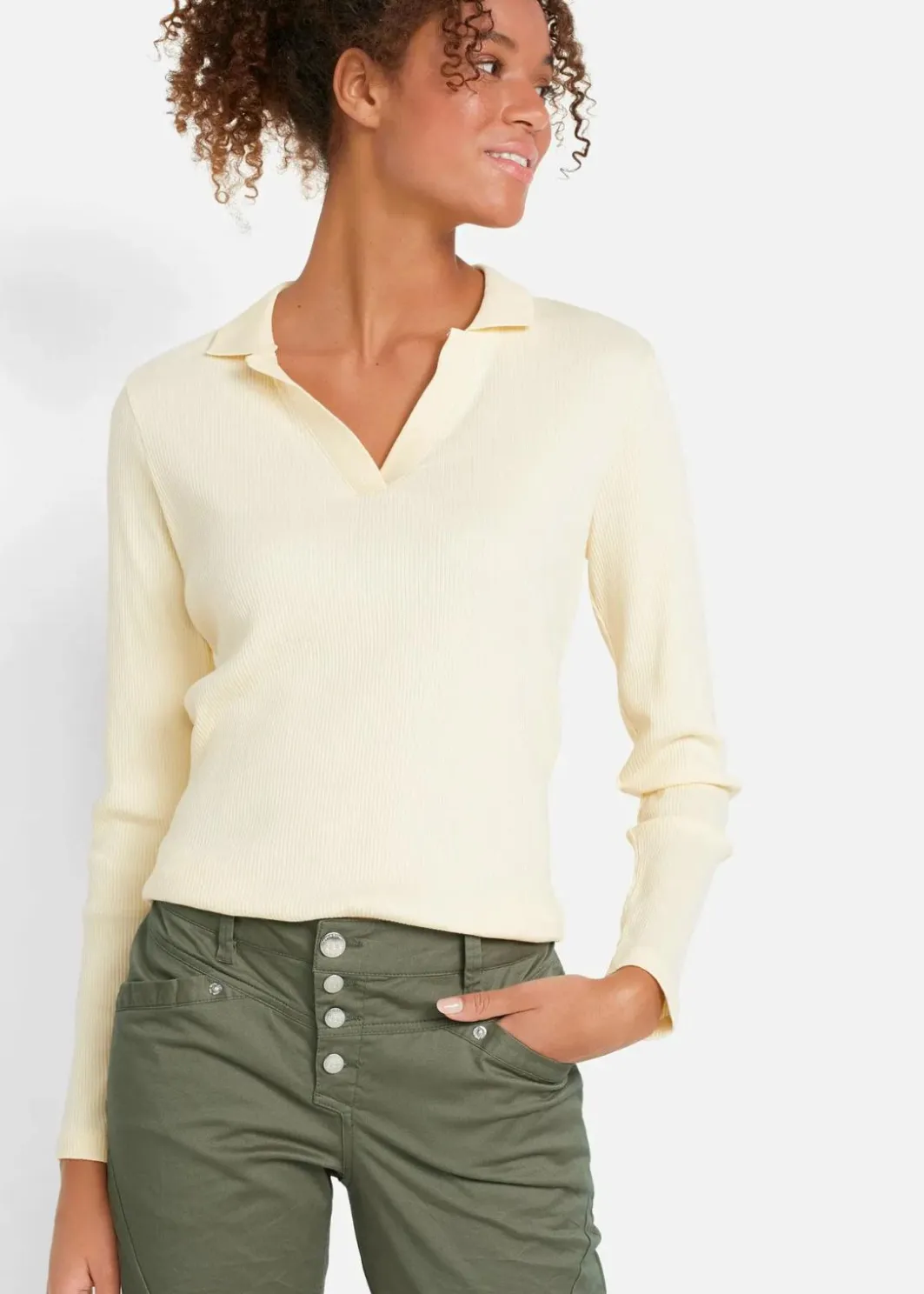 Damen bonprix Kurzgrößen|Bekleidung·Kleider|Stretch-Hose mit Crash-Effekt