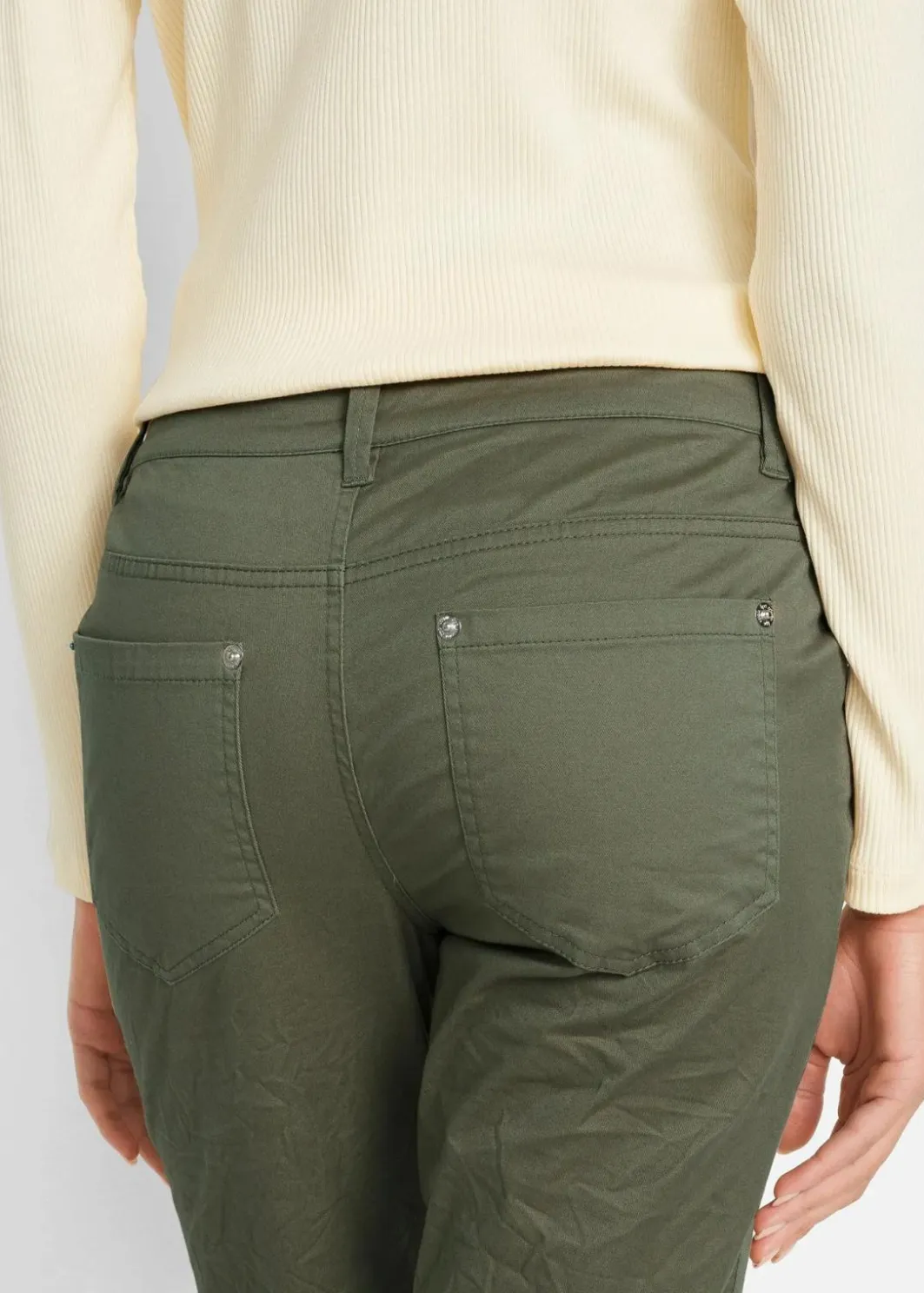 Damen bonprix Kurzgrößen|Bekleidung·Kleider|Stretch-Hose mit Crash-Effekt
