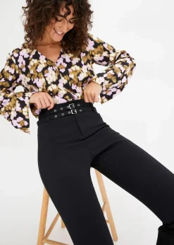 Damen bonprix Bekleidung·Kleider|Hosen|Stretch-Hose mit Gürtel (2-tlg. Set)