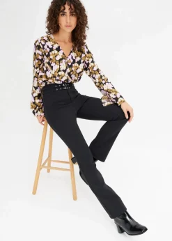 Damen bonprix Bekleidung·Kleider|Hosen|Stretch-Hose mit Gürtel (2-tlg. Set)