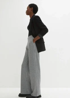 New Stretch-Hose mit Hahnentrittmuster, Wide leg Damen Bekleidung·Kleider|Hosen