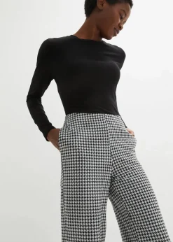 New Stretch-Hose mit Hahnentrittmuster, Wide leg Damen Bekleidung·Kleider|Hosen
