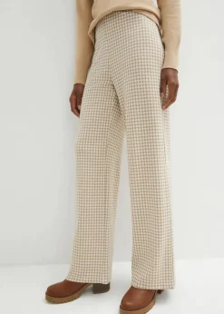 Damen bonprix Hosen|Bekleidung·Kleider|Stretch-Hose mit Hahnentrittmuster, Wide leg