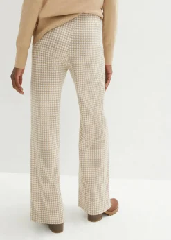 Damen bonprix Hosen|Bekleidung·Kleider|Stretch-Hose mit Hahnentrittmuster, Wide leg