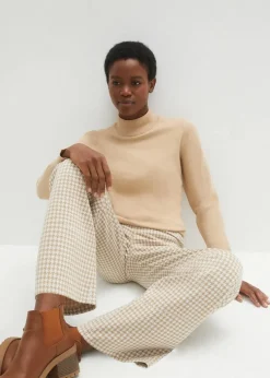 Damen bonprix Hosen|Bekleidung·Kleider|Stretch-Hose mit Hahnentrittmuster, Wide leg