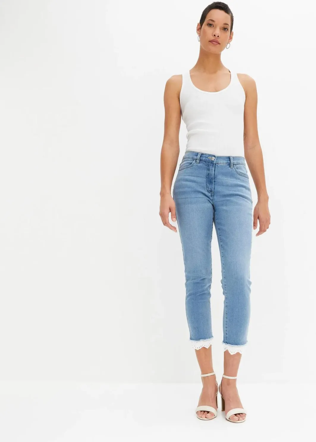 Damen bonprix Bekleidung·Shirts & Tops|Jeans|Stretch-Jeans mit Bordüre